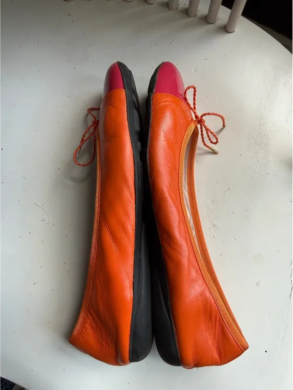 Paul Mayer Attitudes Orange and Pink Cap Toe Ballet Flats - Image 5