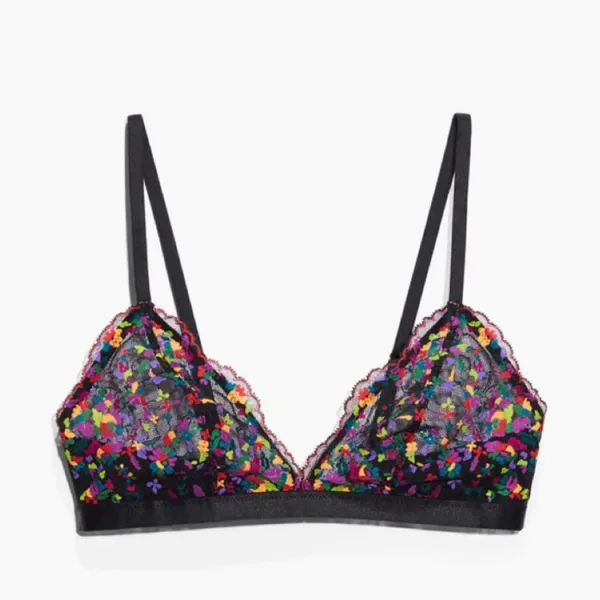 Nwt Savage X Fenty Steamy Floral Lace Black Caviar Romance In Bloom Lace Xs Product Description Lush florals are always a vibe! Our sheer Steamy Floral Lace Bralette features a unique floral print and scalloped trim. Features Unlined lace bralette Triangle cups Powermesh wing Rose gold-tone hardware Adjustable straps Hook-and-eye back closure Lace: 83% Nylon, 17% Elastane; Wing: 88% Nylon, 12% Elastane Hand wash cold, line dry Imported - Image 8