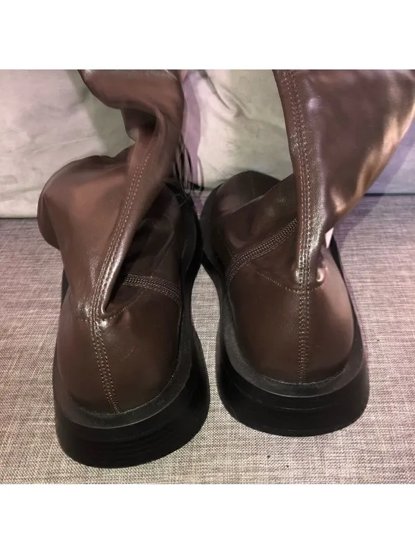Zara Over The Knee Brown Flat Boots Size 7 5 - Image 6