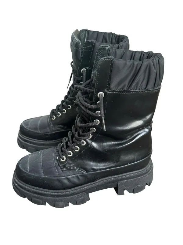 Ganni Brush Off & Nylon Combat Boots in Black 38 - Image 2