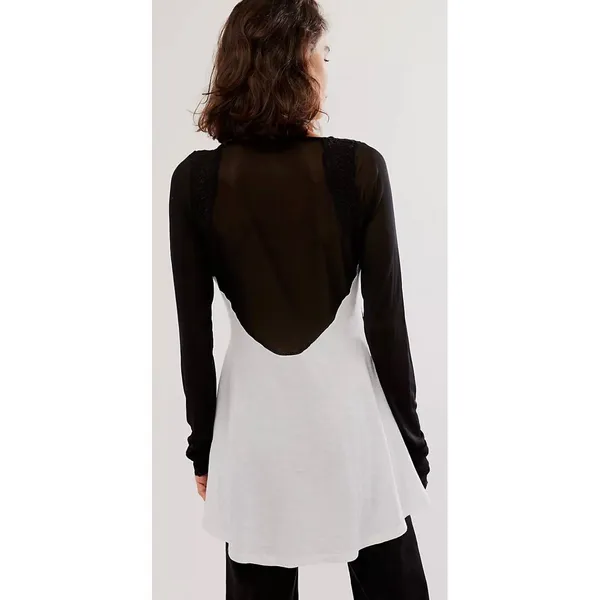 Free People‎ Rendezvous Long Sleeve Top Ivory Combo Lace Mesh Size XS NEW - Image 3