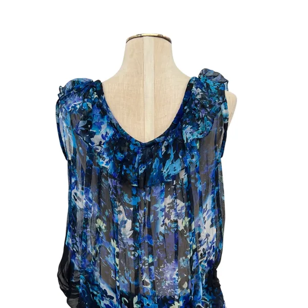 Anthropologie Tryb Dress Tunic‎ Drop Waist Floral Print Blue Size XS - Image 11