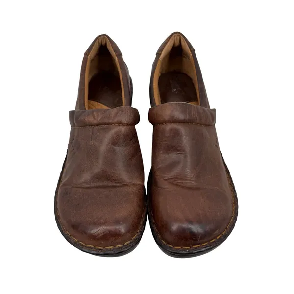 B.O.C. Born Concept Brown Leather Clogs Slip On Shoes Womens 9.5‎ M Boho Mule - Image 2