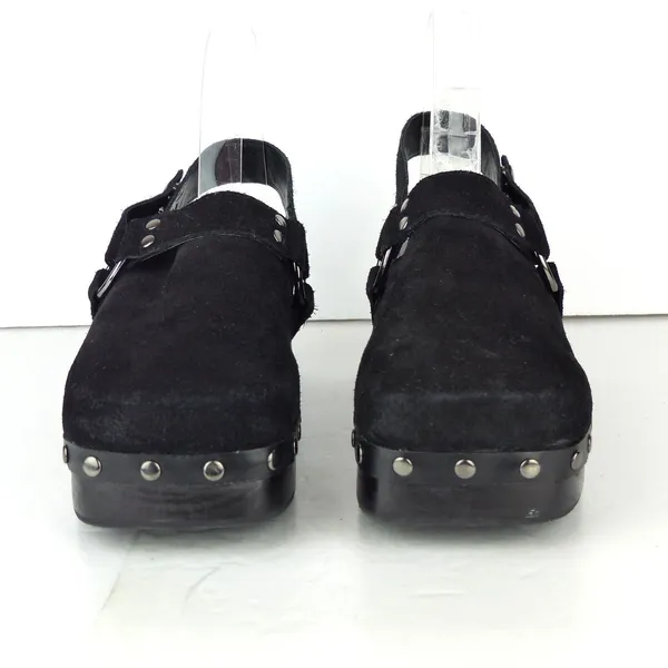 Nasty Gal Slingback Platform Clogs 37 EU Black Suede Studded Square Toe Goth Y2K - Image 5