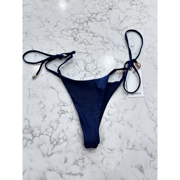 NWT Quince Deep Navy Italian Adjustable Side-Tie Bikini Bottom Size Small - Image 3