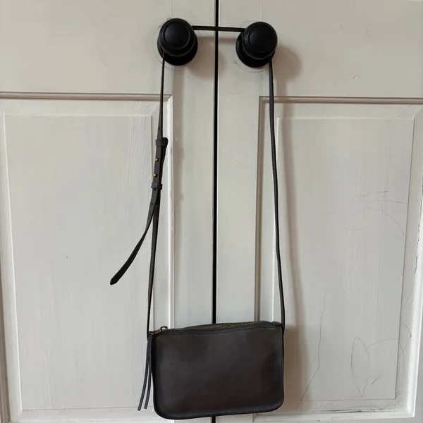 Madewell The Simple Crossbody Leather Bag Small Rectangle Purse Distressed Blue‎ - Image 9