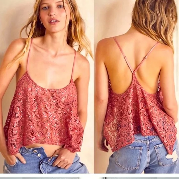 Free people best idea sequin rise cami small $68 Nwot - Image 2