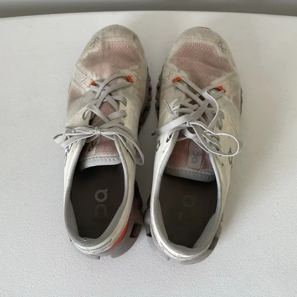 On Cloud X 3 Ivory, Grey, Orange Running Shoes Sneakers Women's Size 10 - Image 9