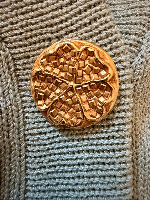 Vintage St. Andrew Sage Green V-Neck Cardigan Sweater with Gold Buttons - Image 3