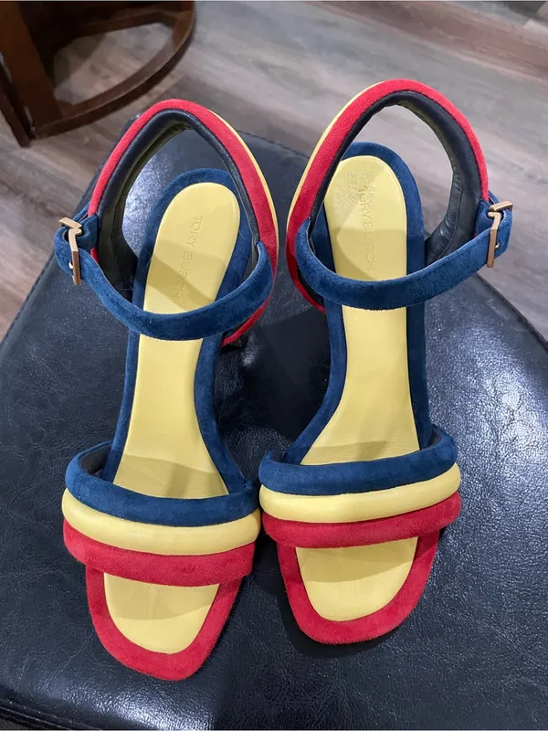 Tory Burch Multicolor Strappy Block Heel PUFFED UP SANDAL Size 7 - Image 2