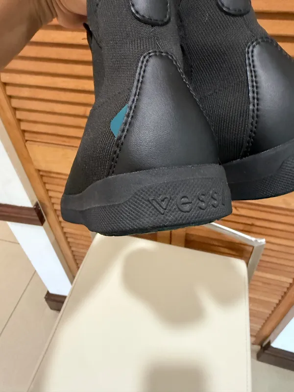 Vessi Weekend Chelsea Boots Waterproof Black Knit Slip On Sneaker Shoes W6 - Image 12