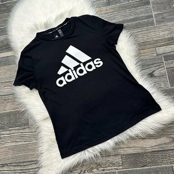 Adidas Black and White Logo Short Sleeve T-Shirt - Image 2