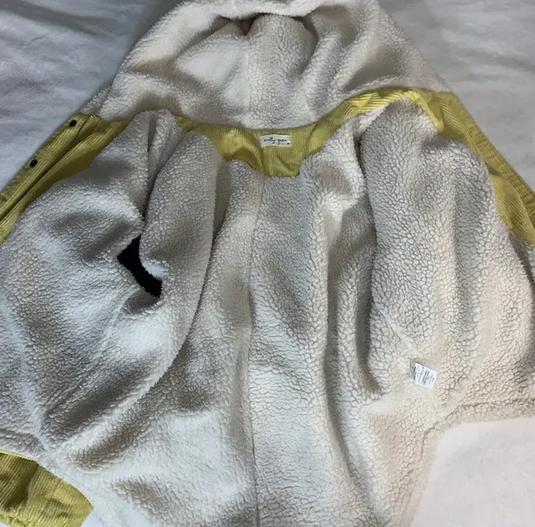 Molly Green yellow hooded sherpa corduroy jacket size Small - Image 12