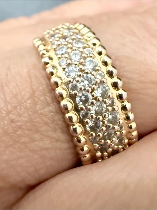 Unsigned Gold-plated Pave Crystal CZ Band Eternity Ring Size 8. - Image 12