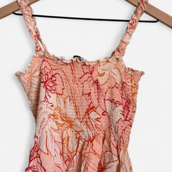 Patrons of Peace Orange & Pink Floral Crop Top Size Small - Image 2