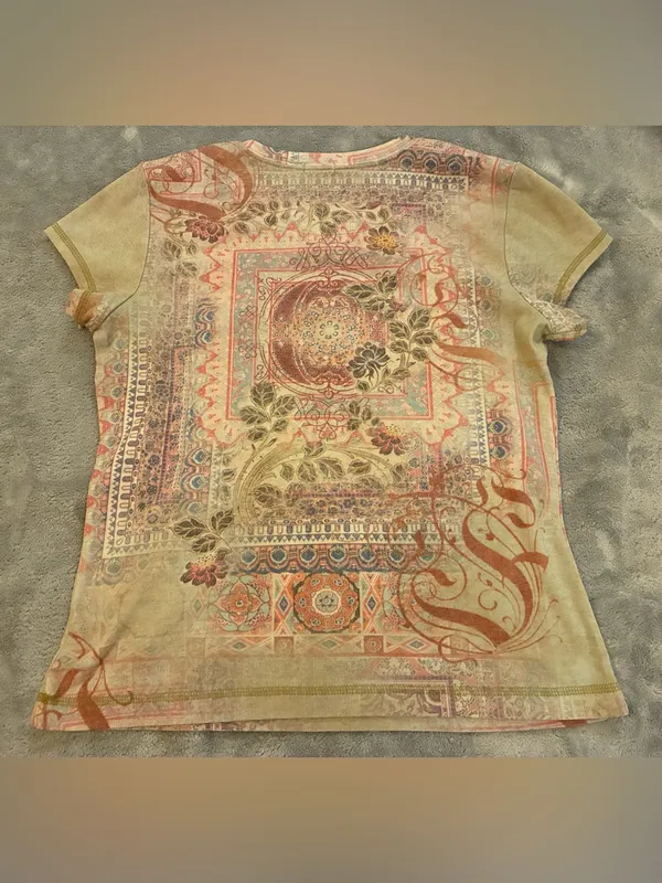 Women’s APT.9 Boho Floral Print Short Sleeve Tee - Multicolor Size Large - Image 5