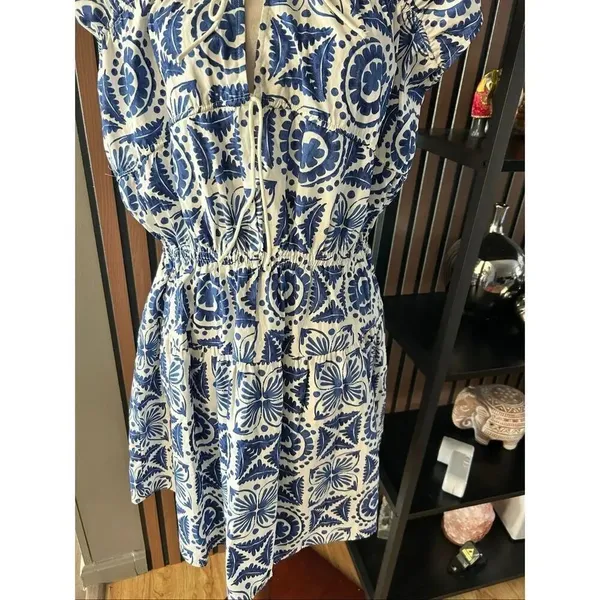 H&M blue and white dress slowly oversized summer dress Greece vacation sz small - Image 2