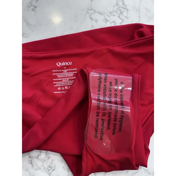 NWOT Quince Cherry Red Italian High Rise High Leg Bikini Bottoms Size XS - Image 3