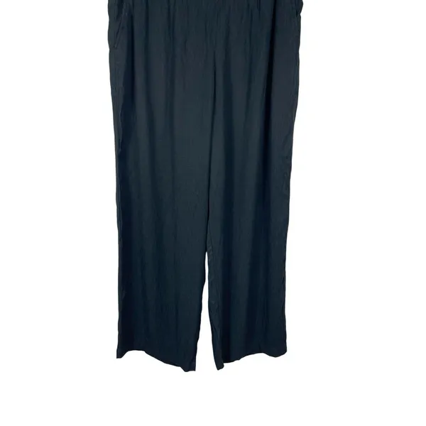 Gap Relaxed Fit Black Crinkle Pull On Elastic Waist Full Length Pants XL NWT - Image 4