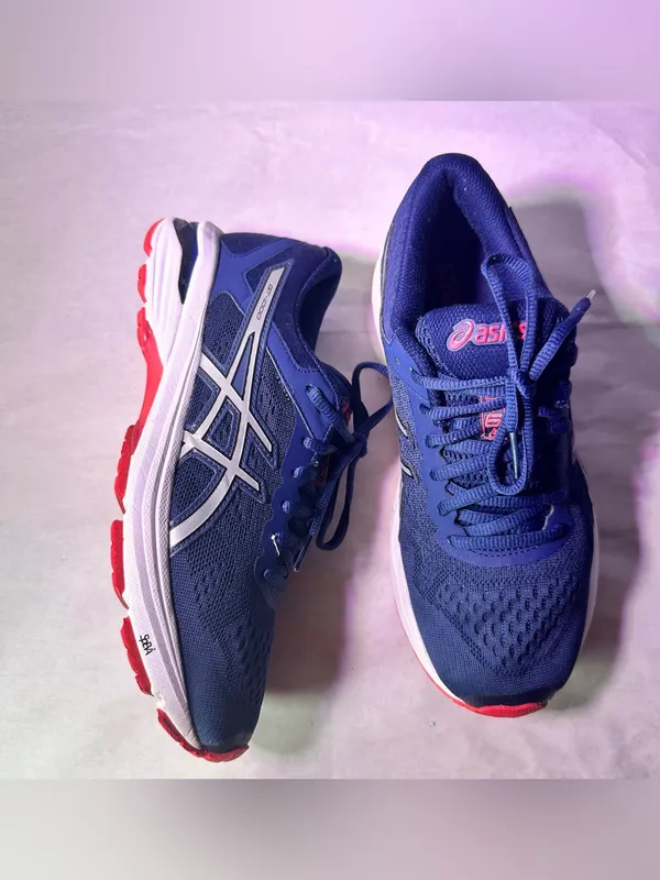 ASICS Navy Blue Mesh Running Shoes with Silver Accents - Image 4
