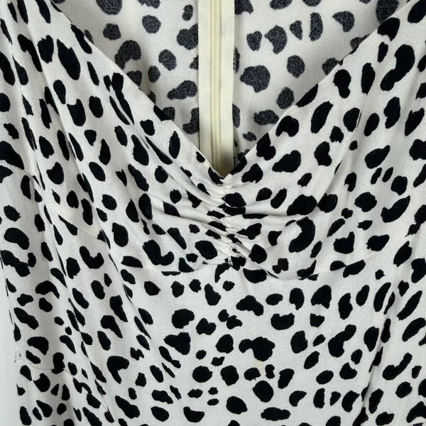Reformation Dalmatian Printed Slit Midi Dress Size 0 Feminine Chic Lightweight - Image 3