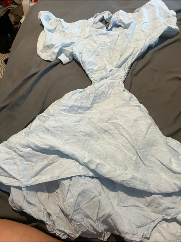 Tularosa Light Blue Flutter Sleeve Fit-and-Flare Dress - Image 3