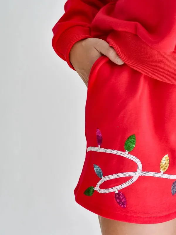 Merry Holiday Lights Red Lounge Shorts - Image 2