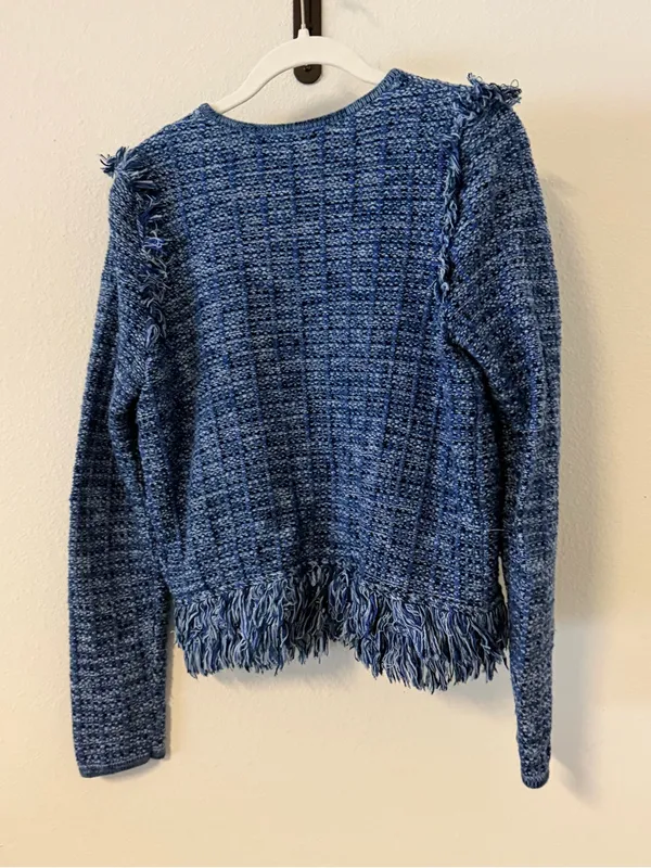 Lilly Pulitzer Simora Fringe Tweed Cardigan - Blue - Image 11