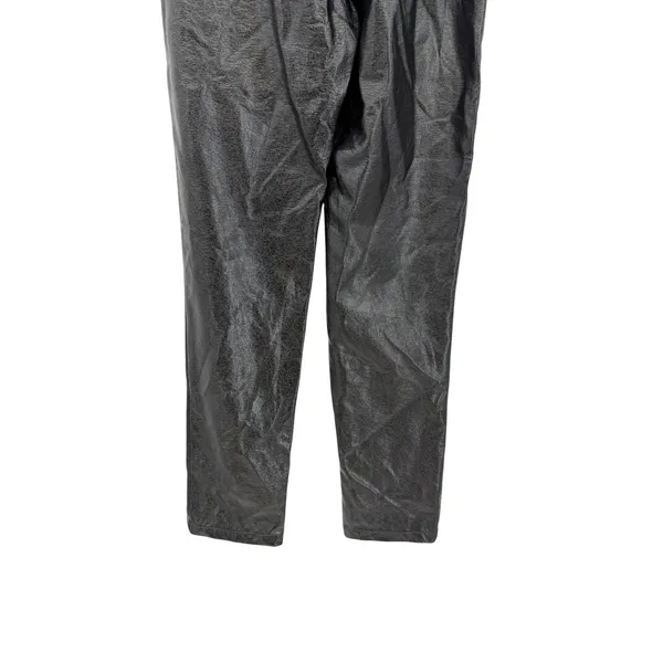 White Fox Crinkle Patent Straight Leg Pants High Rise Black Size XS‎ - Image 7