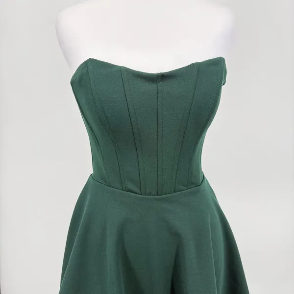 B. Darlin Forest Green Strapless Corset Bodice Skater Dress 4XGY330 Size 1/2‎ - Image 2
