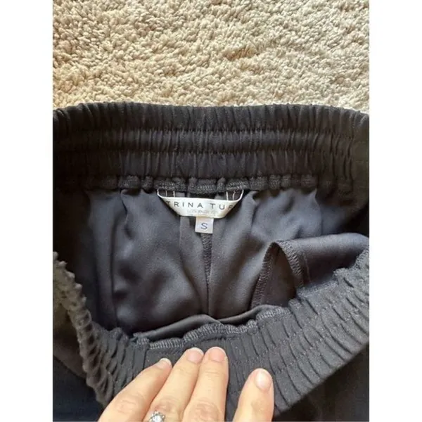 Trina Turk Dress Pants / Joggers Black Elastic Waistband and Tie Small‎ - Image 5