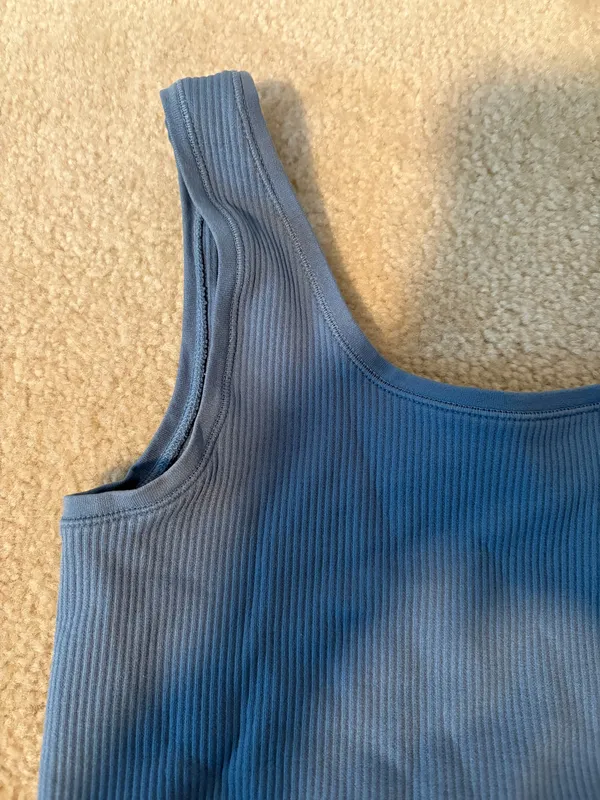 Blue Ribbed Athleta Top - Image 2