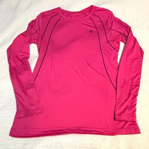 Ariat Tek Long Sleeve Performance Shirt Hot Pink Stretch Athletic Sz M Women's - Image 6