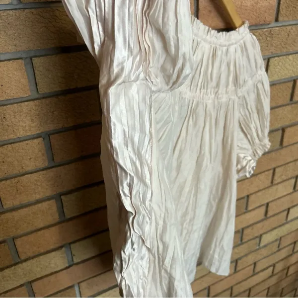 Diane Von Fustenberg Ruffle Pleated Cottagecore Cream Puff Sleeve Blouse Size 0 - Image 6