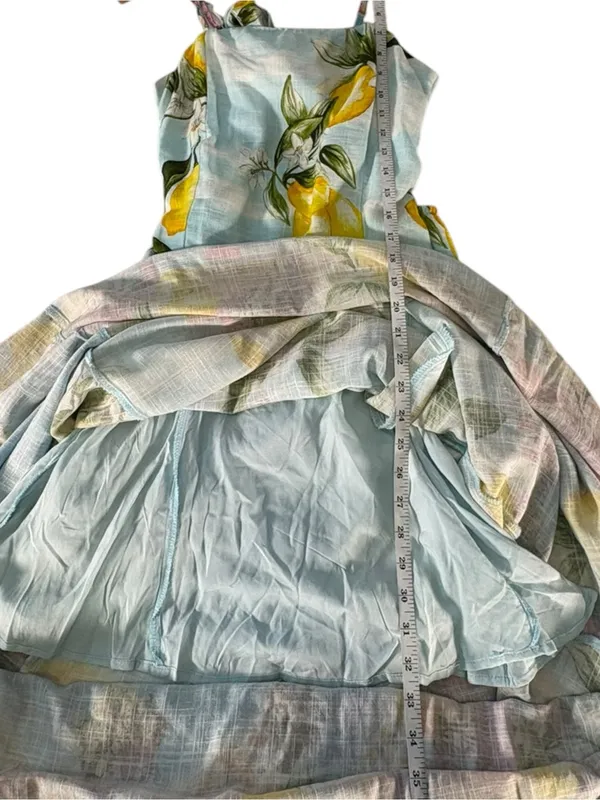 Paper Heart Lemon Amalfi Coast Tie Back Maxi Dress M Italian Summer Resort - Image 14