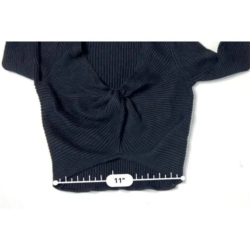 Abercrombie & Fitch Twist Front Ribbed Tank Sweater Cropped Black SMALL Y2k SALE - Image 5