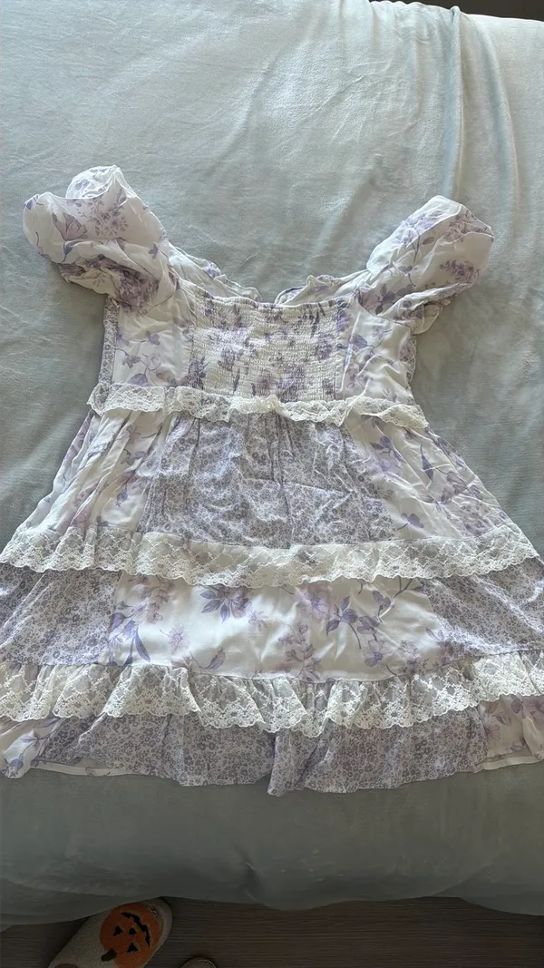 Altar'd State purple floral patchwork dress - Image 4
