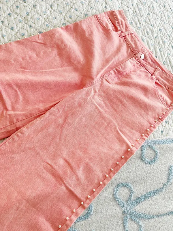 These Three Boutique Pink pearl denim jeans - Image 3