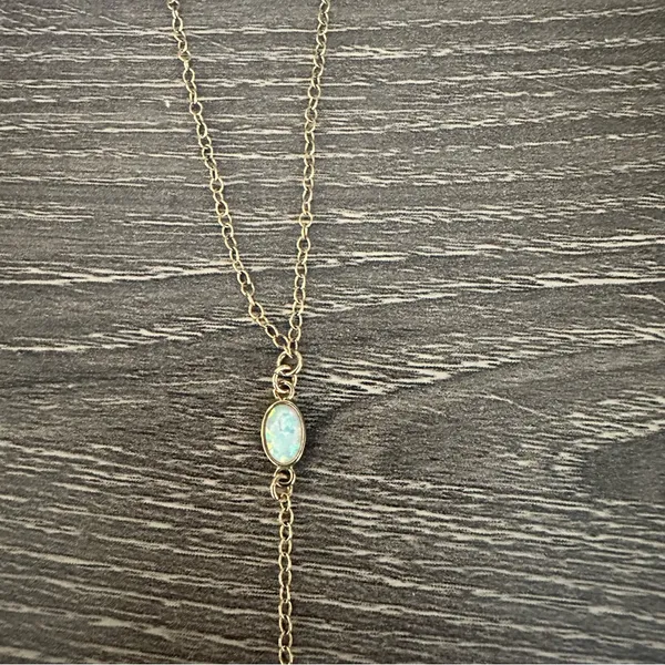Artisan Handmade 18K Gold Filled Lariat Necklace White Opal Spike Dagger Venice CA - Image 3