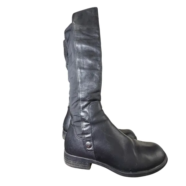 Anne Klein Black Leather Over The Knee Boots Mixed Media Flat Riding Boot 6.5 - Image 10