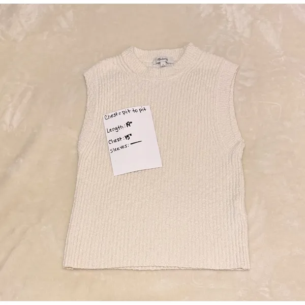 Madewell Cream Boucle Knit Ribbed Sweater Tank Top Vest Cotton Blend Small S‎ - Image 5
