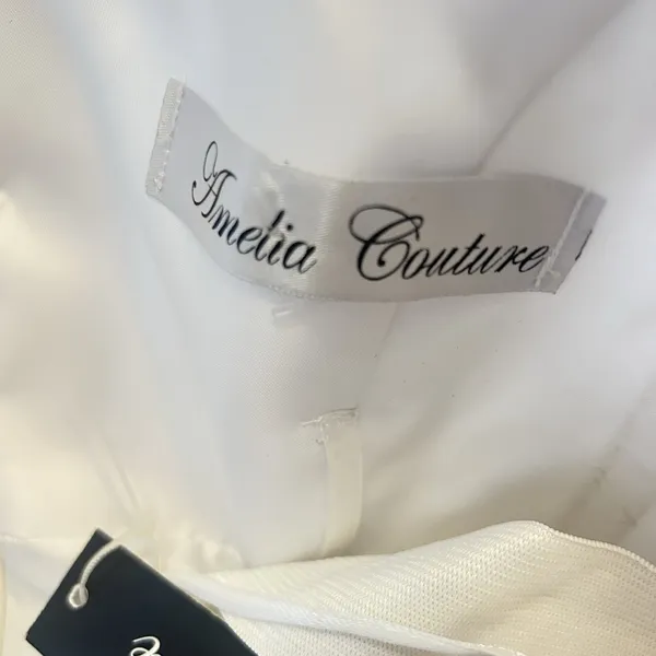 Amelia Couture White Sparkling Knee Length Formal‎ Gown Cocktail Dress Size 12 - Image 11