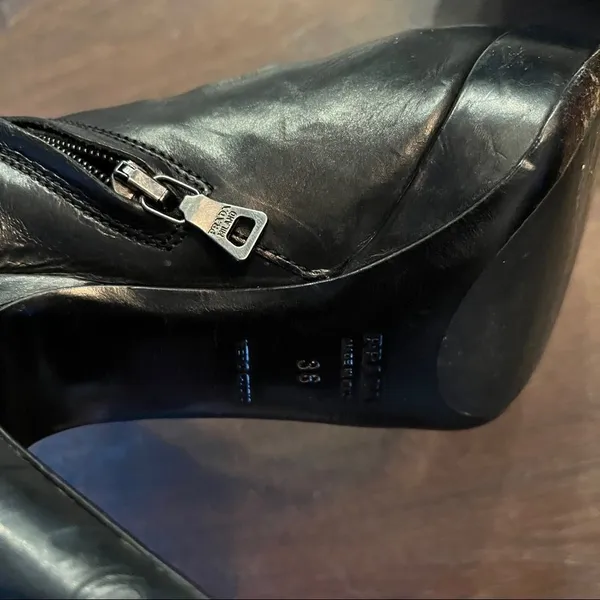 Prada Black Leather Booties - Image 9