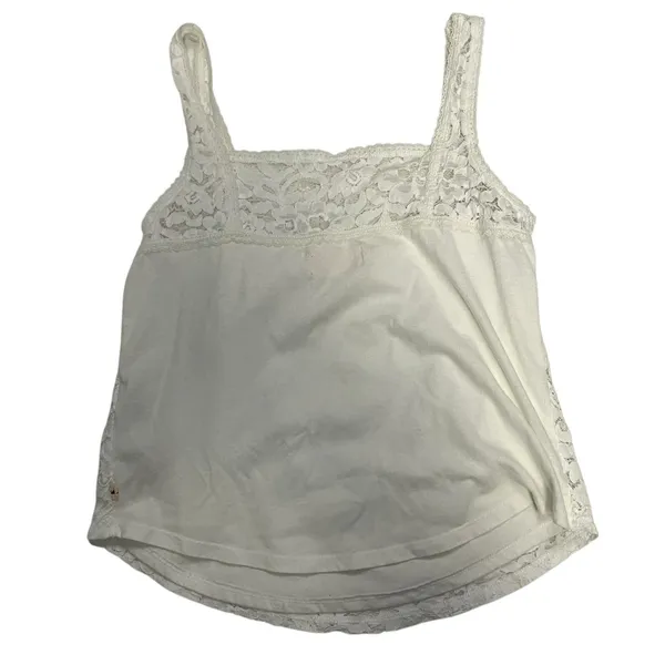 Hollister Y2K Women's White Lace Tank Top Size Small - Image 2