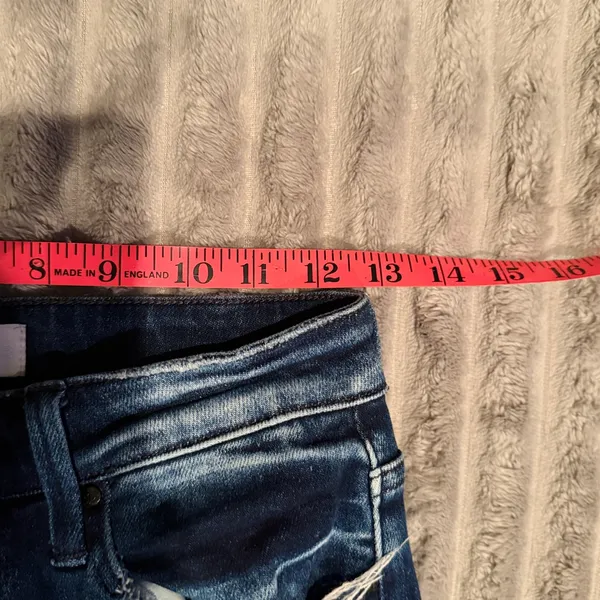 Petra 153 Womens High‎ Rise Wide Leg Jeans Dark Wash Raw Hem Size 5/26 - Image 5