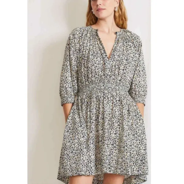 Apiece Apart Dress Womens XS Black Yellow Floral Organic Cotton Mini Summer - Image 3
