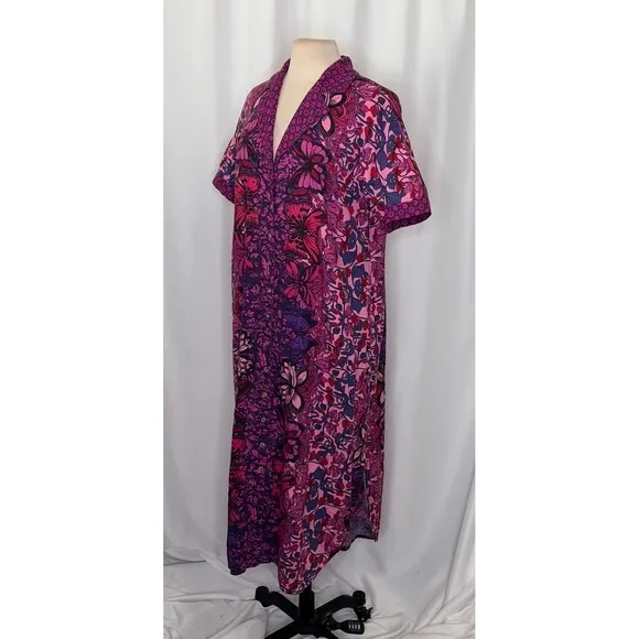 Alexandra Farmer ANTHROPOLOGIE Whimsy Flannel Sleep Dress Floral Butterfly M - Image 6