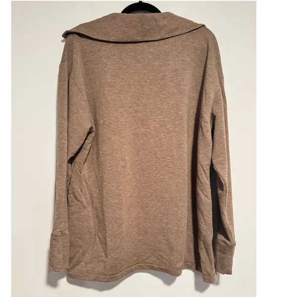 Haven Well Within L Tan Collared Pullover Top‎ Long Sleeve TENCEL Blend Shirt - Image 2