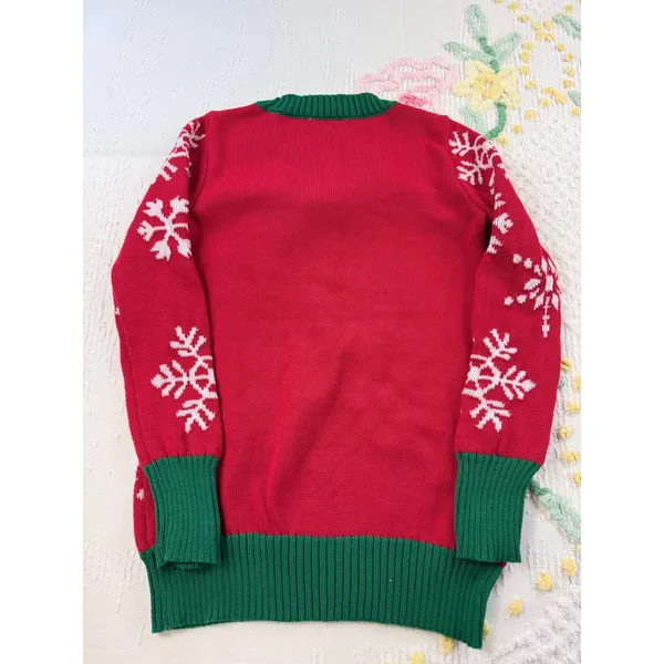 Mesh Lace Womens Size S Red Green White Snowflake Holiday Ugly Christmas Sweater - Image 6