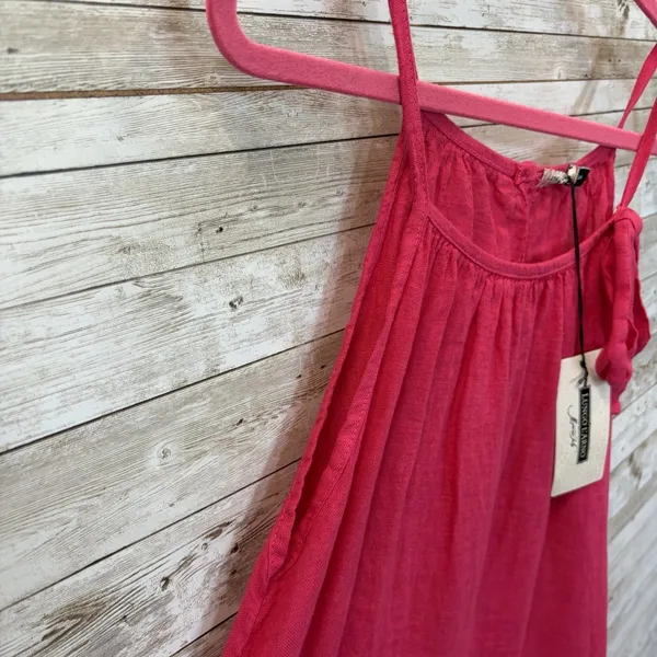 NWT‎ Lungo L'Arno Womens S Dress Knee Length Pink 100% Linen Short Summer Italy - Image 4